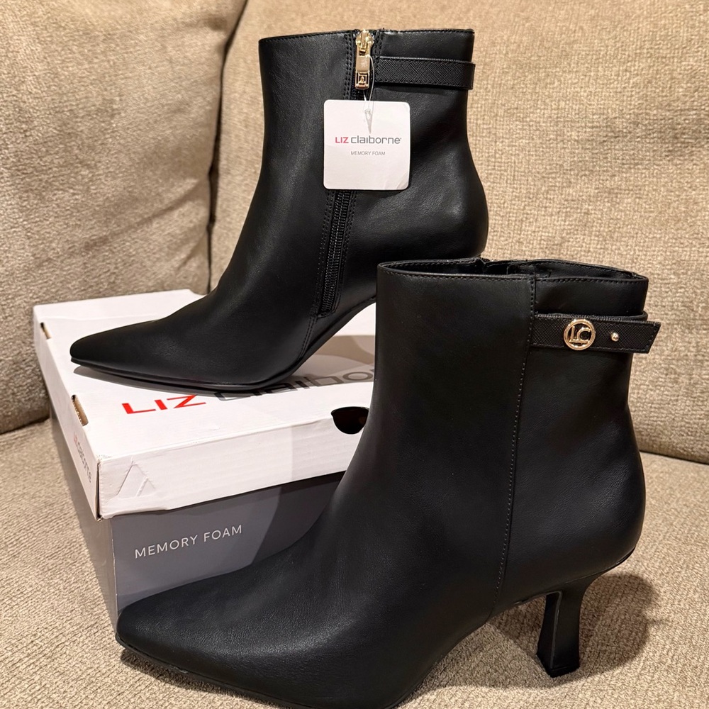 NEW! Liz Claiborne Otto Black Heeled Boots - 9.5 M